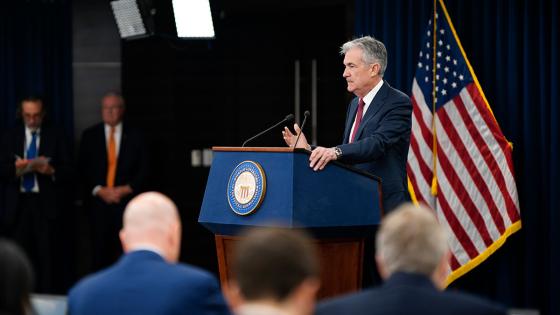 FOMC Chairman Powell answers a reporter's question at the December 19, 2018 press conference