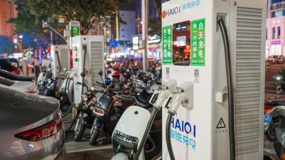 Electric vehicle charging point in China