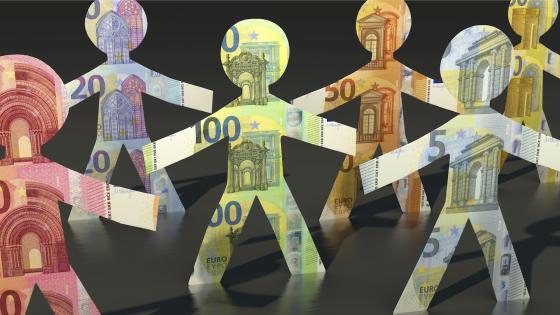 Paper people made of euro notes