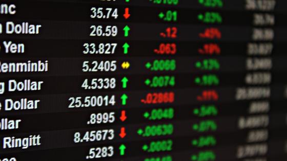 Currency exchange rates on monitor