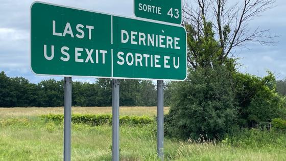 Road sign in Canada in English and French