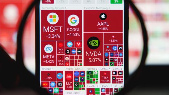 stock market heat map showing major U.S. tech companies