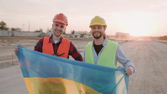 Ukrainian construction workers
