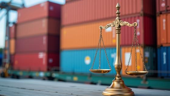 Scales in front of shipping containers