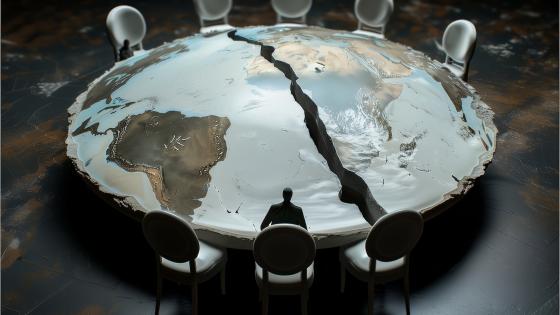 Cracked Globe on Round Table