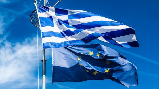 Greek and EU flags