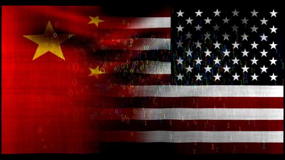 Digital US and Chinese flags
