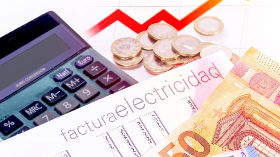 Electricity bill, calculator, euros and chart