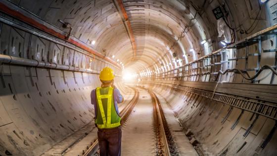Engineer in subway tunnel