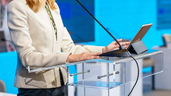 Woman speaking at conference