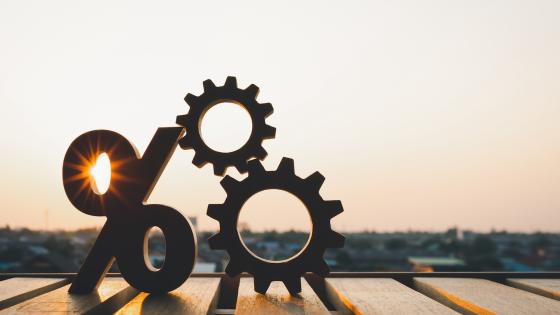 Cogs with percentage symbol