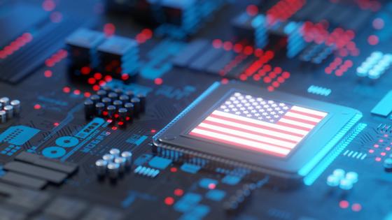 American flag on chip