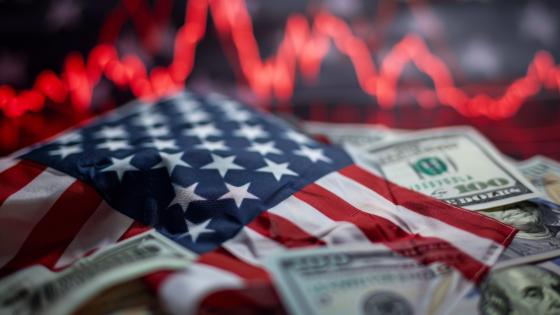 SU flag, currency and financial chart