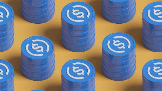 Stacks of USDC coins